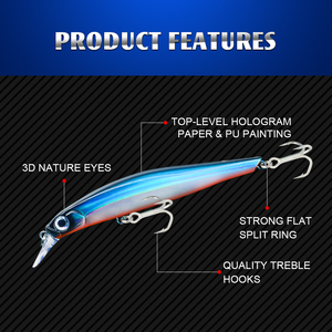Honoreal Esca Artificiale Minnow in ABS 80mm 8g Affondante con Ancorette Triple 4X Rinforzate per <span class=keywords><strong>Pesca</strong></span> in Acqua Salata Profonda OEM - Product Image 4