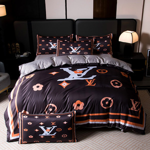 Parure <span class=keywords><strong>de</strong></span> lit quatre pièces en soie lavée à motif géométrique, grande taille, best-seller, <span class=keywords><strong>tendance</strong></span> transfrontalière - Product Image 1