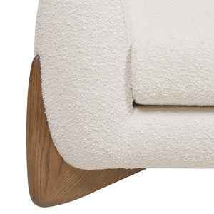 Fauteuil moderne capitonné en sherpa blanc ivoire, fauteuil de détente en bouclette pour salon - Product Image 2