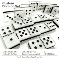 Jeu de dominos personnalisé à 2 couches en acrylique noir et blanc, double six, écologique, thème mode, avec plateau de jeu