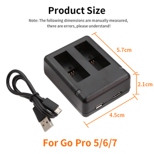 HONGDAK Portable Black <strong>Dual</strong> Port USB Action Camera for <strong>gopro</strong> Battery <strong>Charger</strong> for Hero 12/11/10/ 9/8/7 - Product Image 5