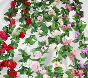 Guirnalda de seda colgante realista para artesanía Floral, tienda de seda de ratán Rosa Artificial, decoración de valla de pared de jardín para fiesta en casa - Product Image 5