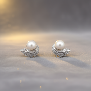 Pendientes de Cristal Gris E4152 con Diseño de Pluma, Plata 925, Clásicos para Mujer, Uso Diario - Product Image 2