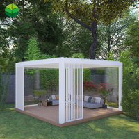 Pergolas bioclimatiques motorisées en aluminium imperméables pour l'extérieur avec toit à lames orientables rétractables et panneau solaire pour jardin