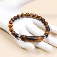 Gelang Batu Alam Elastis dengan Liontin Kristal, Batu Permata Penyembuh, Gelang Manik-manik untuk Meditasi, Perhiasan Energi