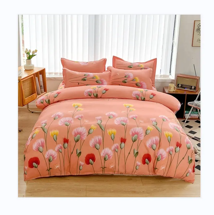 Wholesale New Designs Super King Bed Sheet Set Printed Designs 4 PCS Home Hotel Bedding Sets