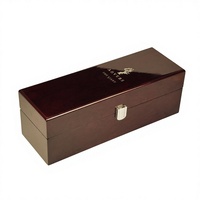 Boîte à vin en bois laqué noir brillant avec doublure en velours, fermeture argentée, logo personnalisé pour bouteille de vin, emballage cadeau d'entreprise