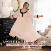 Chemise de nuit en coton lavé écologique pour femme, sexy, style victorien à volants, élégante, grande taille, manches longues, vêtement d'intérieur