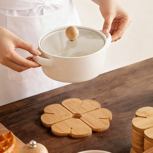 Bamboo Heat Resistant Trivet Four Leaf Clover Shape For Casseroles Bowls Dishes Kitchen <b>Mats</b> - Product Image 3