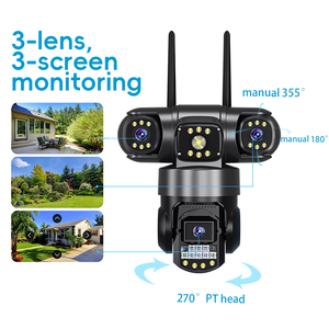 Yeni gece görüş ev güvenlik kamerası 6MP üçlü Lens PTZ kamera IP66 su geçirmez açık dönen kamera desteği 128GB TF kart - Product Image 5