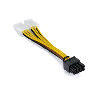 Câble PCIe double Molex 4 broches vers 8 broches, 18AWG, isolé en PVC, conducteur en cuivre étamé, faisceau de câblage interne pour serveur