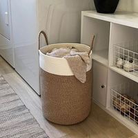 Panier pliable en corde de coton mignon pour escaliers étroits, pour vêtements sales, paniers à linge en bois, paniers cadeaux pour amis