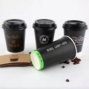 Gobelets à café jetables écologiques à double paroi en papier kraft de 12 oz à bas prix pour boissons chaudes, thé, vin - Product Image 2