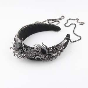 Headband Spons Kristal Mewah Vintage untuk Wanita, Aksesoris Rambut untuk Pesta - Product Image 5