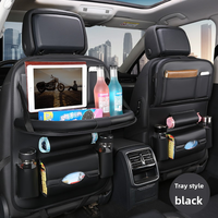 Organisateur de siège arrière de voiture en cuir PU avec support pour tablette, plateau pliable, porte-gobelet, sac de rangement multi-poches, durable