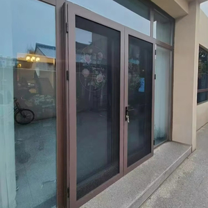 Pintu warisan teras Prancis Flush opsional Swing pintu engsel eksternal Aluminium sepenuhnya mengkilap dengan pintu layar