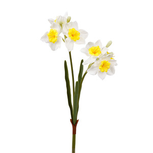 Narcisses artificiels blanc pur avec centre jaune, fleurs en soie et plastique, décorations de mariage, haute simulation, branche unique QH 57049 - Product Image 5