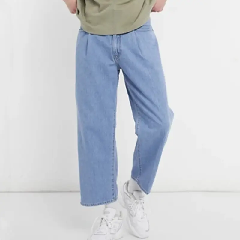 Deadye — pantalon en Denim ample et plissé, coupe droite, surdimensionné, bas court, Denim léger, bon marché