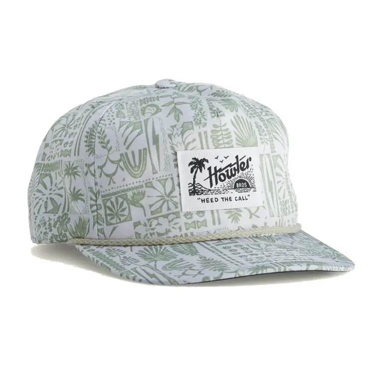 Hawaïenne − casquette hawaïenne avec fleurs imprimées, à bord plat, chapeau à 5 panneaux non traités, vente en gros, nouvelle mode d'été,