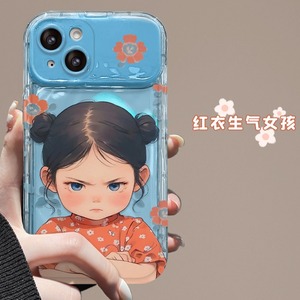 Cover per Cellulare in TPU con Stampa Cartoon Ragazza Arrabbiata e Supporto a Specchio per Fotocamera per iPhone 7 8 X Xr XS 11 12 13 14 15 16 Pro 17 - Product Image 3