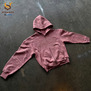 New Fashion Acid Washed Rhinestone Hoodie Vintage Sun Fade Effect Customize Distressed Embroidery Patch Men Zipup Hoodie - Product Image 1