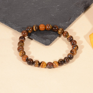 Tiger's Eye <b>Bracelet</b> Volcanic Stone <b>Bracelet</b> <b>Set</b> Men's Leather Jewelry Gift Fashion Jewelry <b>Sets</b> Yiwu Origin Round Ball Shape - Product Image 2