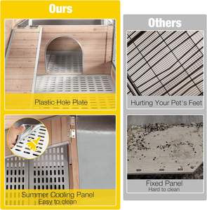 Gabbia in Legno per Porcellini d'India e Conigli con Supporto Rimovibile, Rete Metallica, Design a <span class=keywords><strong>2</strong></span> Piani, per Uso Interno, Impermeabile e Chiudibile - Product Image 3