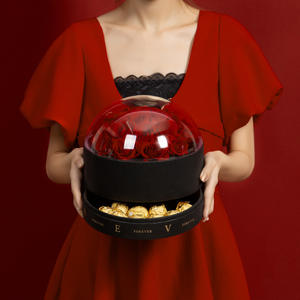 TC 최신 독특한 웨딩 초콜릿 사탕 선물 상자 발렌타인 데이 선물 장미 꽃 공 상자에 대 한 투명 라운드 포장 - Product Image 4