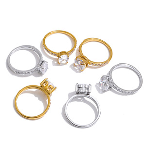 JINYOU 2985 Size 6789 Stainless Steel <strong>Cubic</strong> <strong>Zirconia</strong> <strong>Engagement</strong> <strong>Ring</strong> Heart Round CZ Pave <strong>Ring</strong> Jewelry for Wholesale - Product Image 1