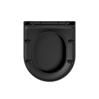 Siège de toilette carré noir fin en Duroplast, fermeture douce, démontage rapide, pour WC