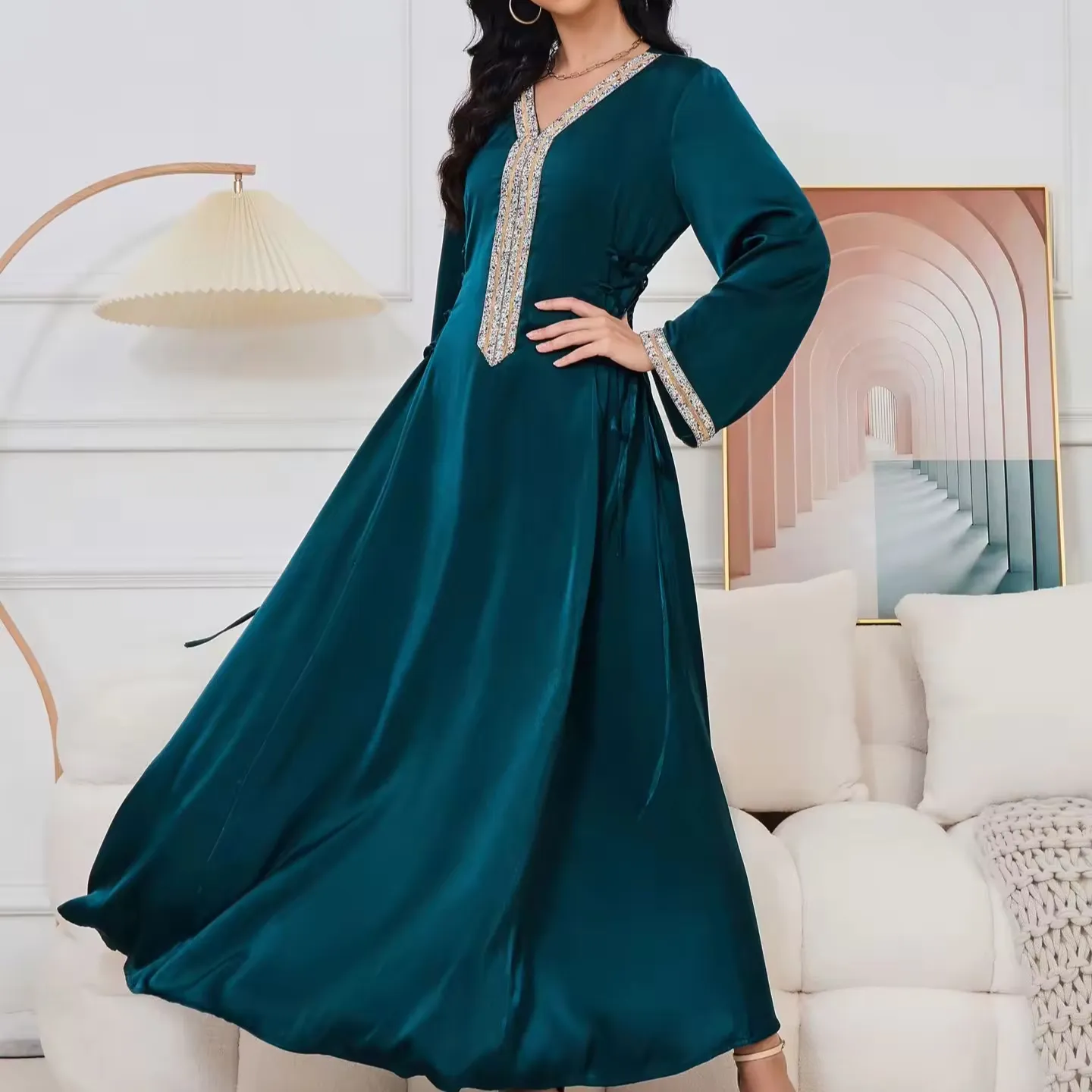 Trung đông Crepe Modish một mảnh abaya Nhà cung cấp bán buôn abaya cho Dubai phụ nữ 2024