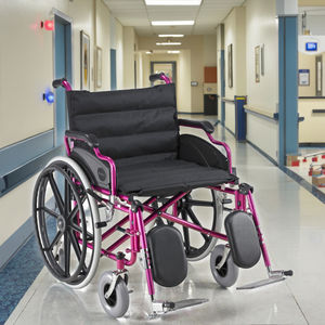 Aolike ALK951BC, silla de ruedas Manual de acero funcional directa de fábrica, capacidad de peso rosa, 125kg, reposapiés elevado <span class=keywords><strong>Saet</strong></span> 56cm más ancho - Product Image 4