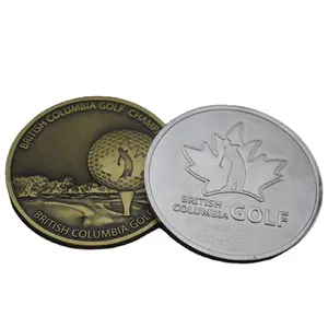 브리티시 컬럼비아 골프 클럽 선수권 대회 기념품 동전 골동품 청동 동전 3D 양각 도전 동전
