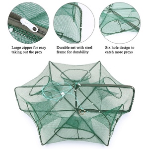 Red de pesca plegable hexagonal, 6 agujeros, red de pesca, jaula para camarones, trampa para pececillos, cebos para cangrejos, red trampa de malla - Product Image 4