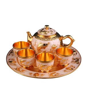 Nouvel ensemble de thé Kung <span class=keywords><strong>Fu</strong></span> miniature, théière dorée, cadeau, fabrication exquise, étanche, bibelot pour le thé, artisanat en métal - Product Image 5