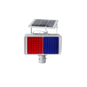 Solar Traffic Flashing <b>Light</b> Led Red Blue Ip65 <b>Pole</b> Mount Aluminum Frame - Product Image 5