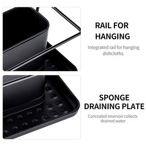 Organisateur d'évier de cuisine <span class=keywords><strong>noir</strong></span> porte-éponge en acier inoxydable antirouille pour évier de cuisine - Product Image 4