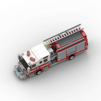 MOC-156284 Camión de Bomberos Pequeño, 6 Módulos, Juego de Bloques de Construcción Educativos, Modelo de Adornos, Ladrillos, Juguetes
