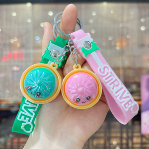 Wholesale Electroplated Cute Bun Squishy Keychain Cartoon Simulation Food Bag Pendant With Wrist Strap <b>Kids</b> Stress Relief Gift - Product Image 4
