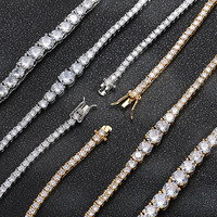 Ensemble de bijoux tennis pour femme, tailles graduées, avec zircone cubique ronde progressive, collier et bracelet, pour fêtes et fiançailles, vente en gros