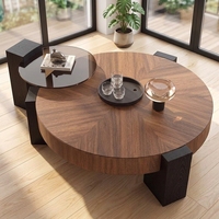 Ensemble de table basse et table d'appoint rondes minimalistes italiennes Tenghang, 2 pièces, verre trempé 3C, finition technique, meubles de salon