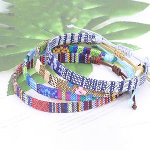 Estilo Nepalês Algodão e Linho Tecido Rainbow <span class=keywords><strong>Ankle</strong></span> <span class=keywords><strong>Bracelet</strong></span> <span class=keywords><strong>Rope</strong></span> Wide Adjustable Handmade Casal Homens Mulheres Pulseiras - Product Image 4