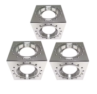 Chambres à vide en aluminium usinées sur mesure par CNC, cube à 6 voies en acier inoxydable 304/316 et bride en CF pour équipement à vide poussé
