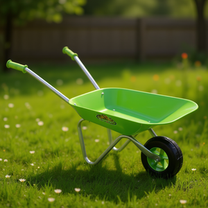 Carretilla infantil de plástico verde, herramienta de jardín para niños, para jugar al aire libre - Product Image 3