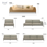 Nouveau design de canapé modulaire en cuir Canapé Chesterfield pied en serpentin Canapé de luxe pour salon Canapé design en tissu de style européen