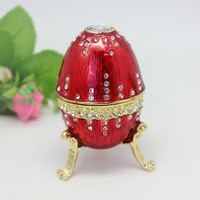 Boîte à bijoux SHINNYGIFTS, cadeau de Pâques, style moderne, motif carré, œuf de Fabergé fait main, forme ovale