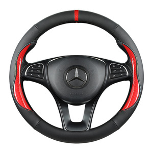 Housse de volant Kaba Driver en cuir artificiel avec surpiqûres rouges, ajustement universel, antidérapante et absorbant la transpiration - Product Image 5