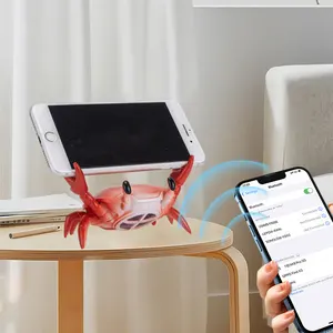 Sıcak satış yengeç şekilli taşınabilir masaüstü telefon standı ABS TPR cep telefon tutucular ile kablosuz Bluetooth hoparlör