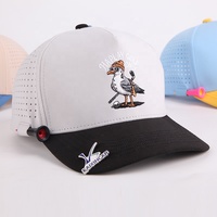 Gorra de Béisbol Personalizada de 5 Paneles, Impermeable, con Parche Bordado con Logotipo, Gorra de Golf con Orificios Cortados con Láser y Soporte para Tees, Gorra de Golf Perforada