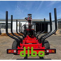 Grue forestière DIBO TUV CE PTO, entraînée par un tracteur, capacité de levage hydraulique de 2 tonnes, 7 m, grappin à bois, remorque pour tracteur
